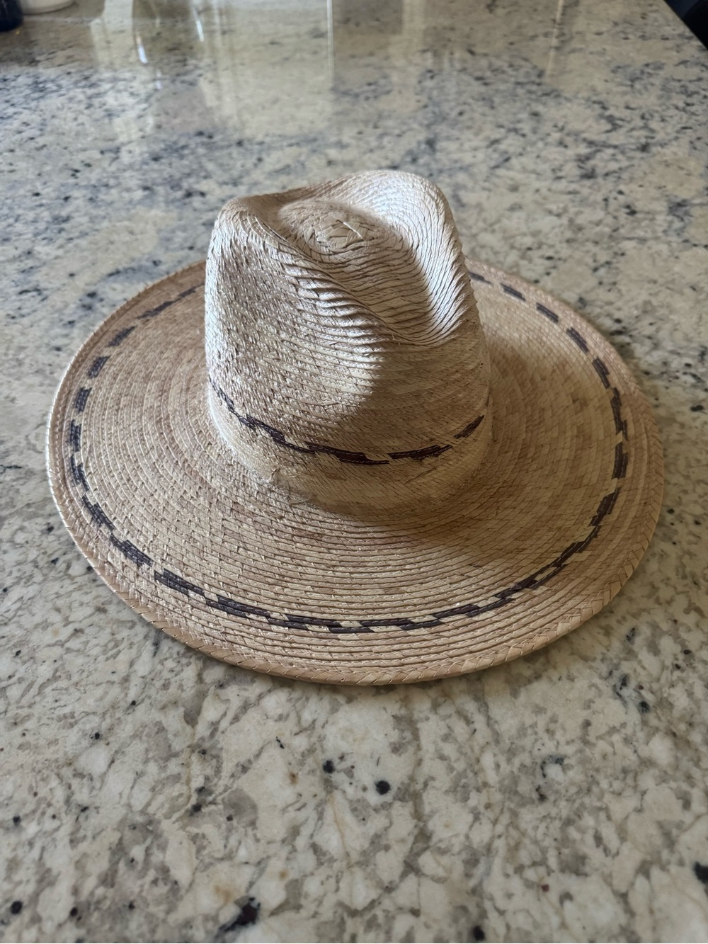 Hemlock Hat Co. Wide Brim Straw Western Hat with Contrast Stitching